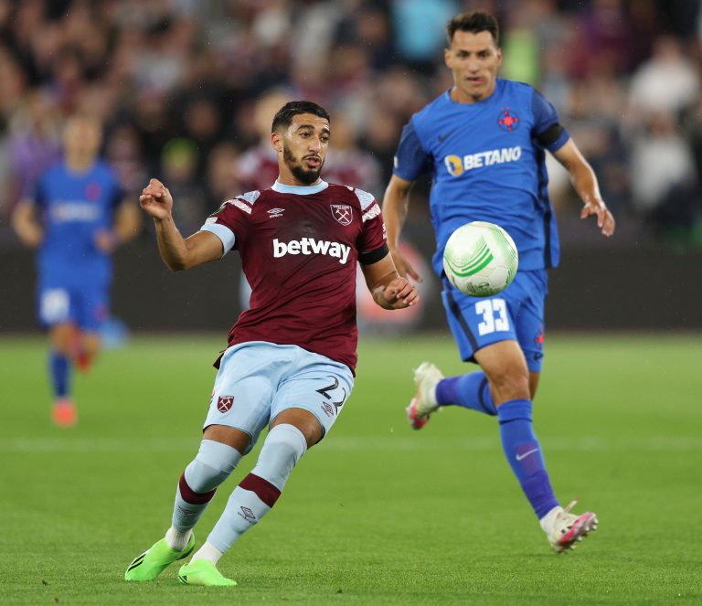 West-Ham-United-attacker-Said-Benrhama-in-action-against-FCSB