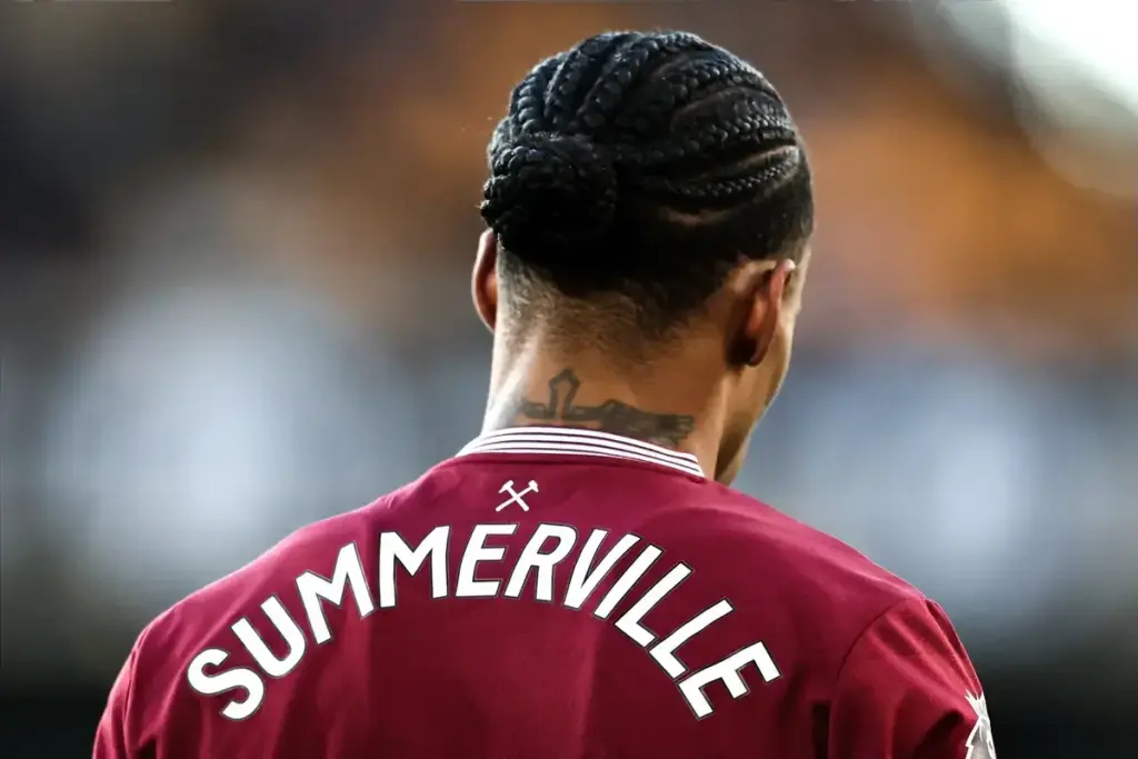 Crysencio Summerville playing for West Ham United