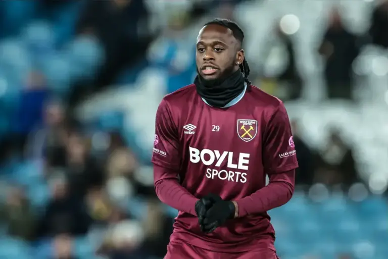 Aaron Wan-Bissaka playing for West Ham United