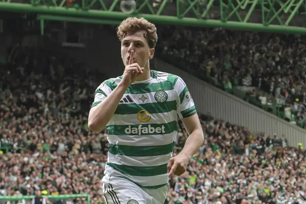 Arne Engels in action for Celtic as West Ham target the midfielder